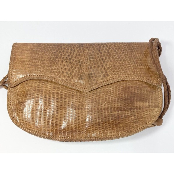 Real Full-Body Python Snakeskin/Leather Tan Cross/Shoulder Bag, Vintage c.1960’s - Picture 2 of 10